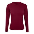 thumbnail image 4 of XUELUO Boho Tops For Women Autumn Winter Solid Color Ribbed Crew Neck Long Sleeve Slim Fit Casual Basic Shirts For Women T Shirts Sportswear,Red,XL, 4 of 4
