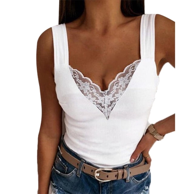 Camisetas sin mangas de encaje,Camisetas sin mangas de encaje para mujer Blusa sin mangas de encaje Camisetas sin mangas Claridad notable