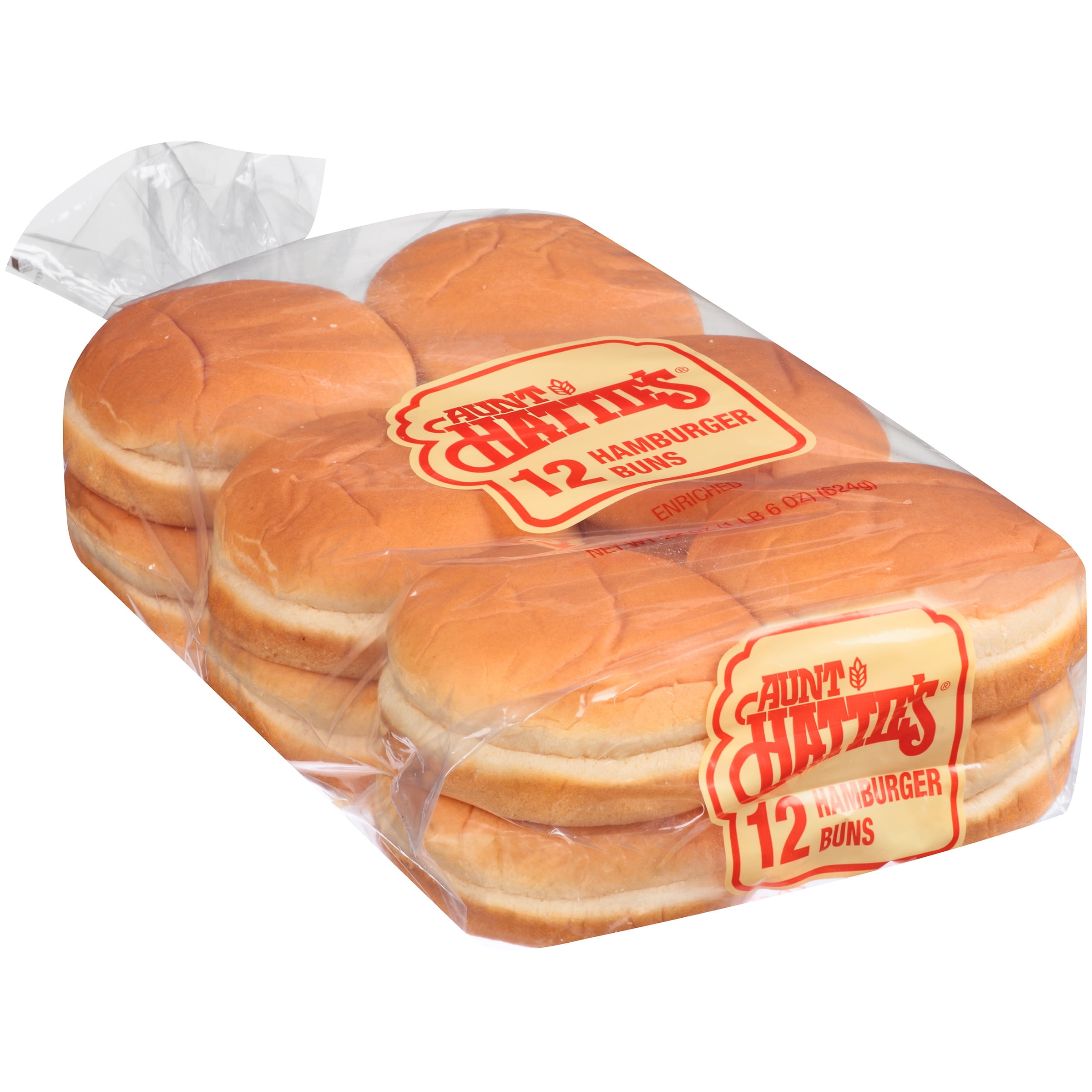 Aunt Hattie's Enriched Hamburger Buns, 12 Count, 22 Ounce, Shelf-Stable