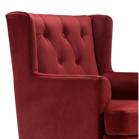 Elle Decor - Traditional Wing Chair - French Burgundy