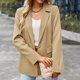 thumbnail image 1 of Traje de vacaciones holgado para mujer, Top de negocios de oficina con cuello vuelto, Color sólido, 1 of 7