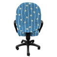 thumbnail image 3 of Floral Office Chair Slipcover, Illustration of Strips with Flowers and Swirls, Protective Stretch Decorative Fabric Cover, Standard Size, Turquoise Pale Blue, by Ambesonne, 3 of 5