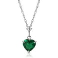 thumbnail image 2 of Galaxy Gold 14K 16"  Solid White Gold Lab Grown Heart Emerald Necklace and Earring Set Grade AAA, 2 of 7