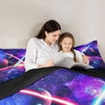 thumbnail image 5 of Lightsaber Comforter Set Twin Size Galaxy Universe Planet Bedding Set Room Decor,Watercolor Star Sky Quilt Set Fantasy Duvet Insert,Purple, 5 of 7