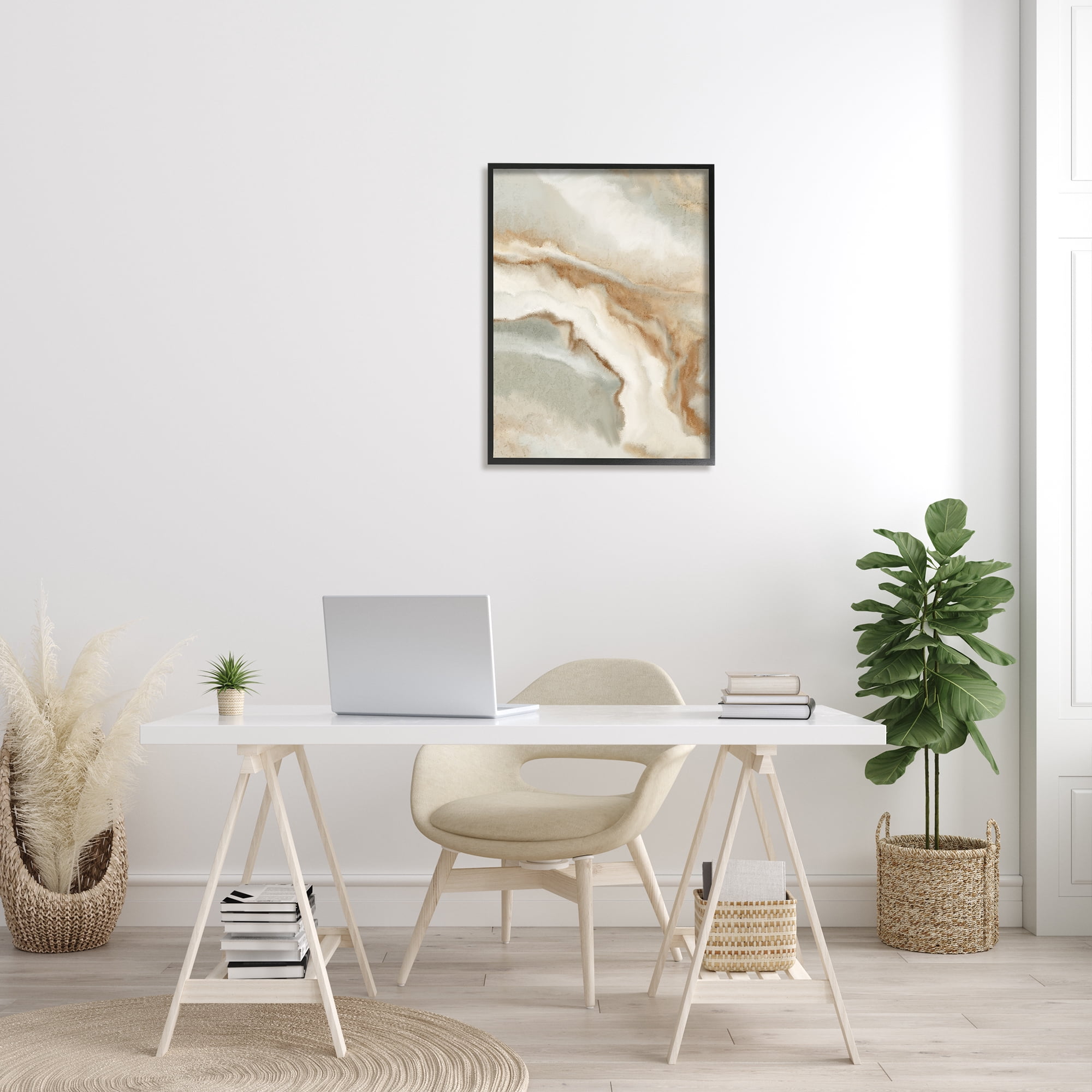 Stupell Industries Abstract Stream Water Design Brown Beige Gray Graphic Art Black Framed Art Print Wall Art, 24x30, by Kim Allen