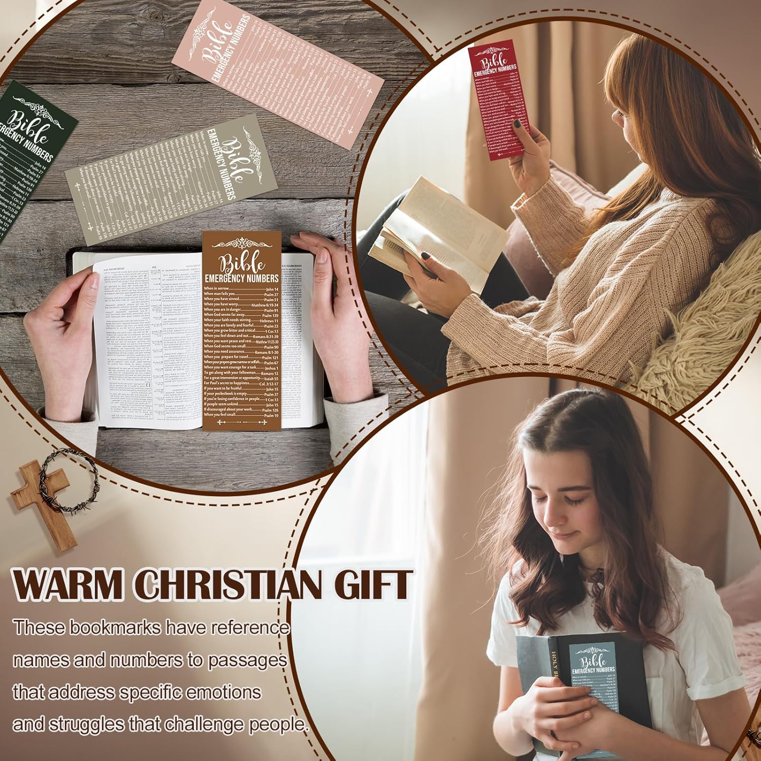 100 Pcs Christian Bible Verse Emergency Numbers Bookmark Christian Church Gift 2.36 x 6'' Religious Books of The Bible Bookmark for Women Men Catholic Retreat Sunday School(Multicolor)