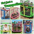 thumbnail image 4 of 60" Toddler Trampoline with Safety Enclosure Net, SEGMART Upgraded Kids Trampoline with Basketball Hoop, Swing, Rings, Balls, Indoor Outdoor Mini Trampoline Birthday Gift for Kids Ages 3-9, 4 of 14