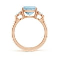 thumbnail image 2 of ANGARA Natural Cushion 2.7 ct Aquamarine & Diamond Three Stone Engagement Ring in 14K Rose Gold for Women (Size-9mm) | March Birthstone, Anniversary, Jewelry Gift for Women | Natural Aquamarine Ring, 2 of 9
