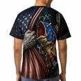 thumbnail image 5 of LAOLIUSN Men’s Patriotic Fishing T-Shirt, American Flag Fish Graphic Tee, 3D All Over Print Short Sleeve Crewneck, 88% Polyester 12% Spandex, S-4XL, 5 of 7