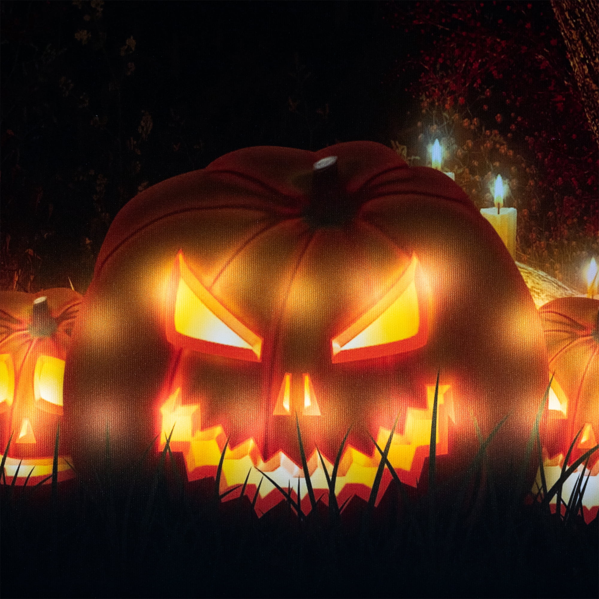 Northlight LED Lighted Jack-O-Lanterns in Cemetery Halloween Canvas Wall Art 23.5" x 15.5"