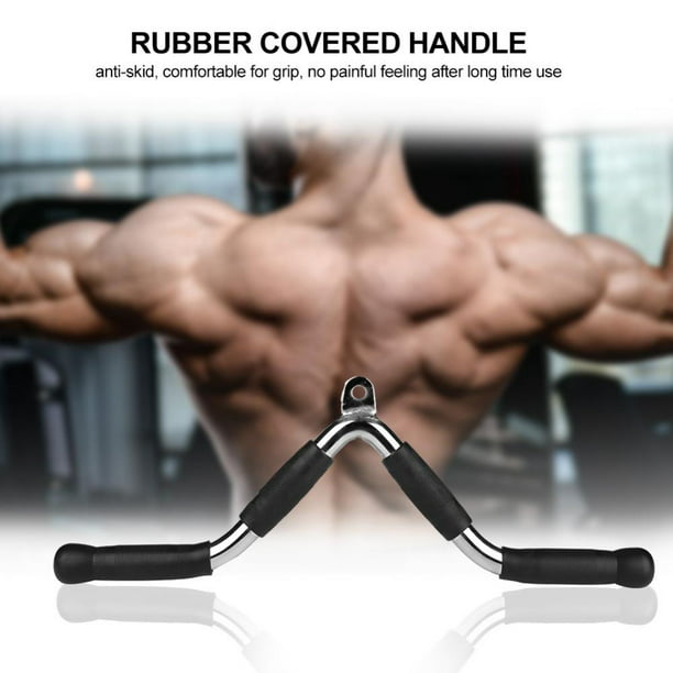 Herchr Tricep Press Down Bar V Shaped Bar Handle Cable Exercise Attachment With Rubber Handgrips Gym Fitness Workout Cable Exercise Bar