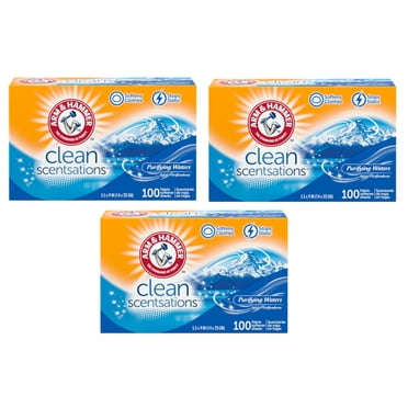 3 Pack of Arm & Hammer Fabric Softener Dryer Sheets, Purifying Waters Scent, 100 Count