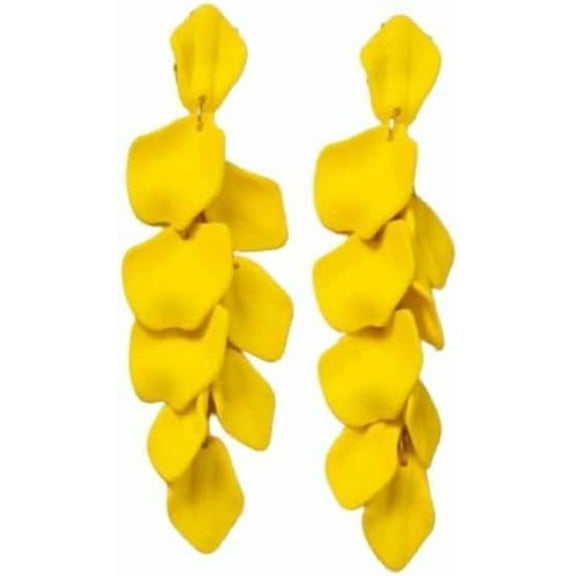 Flower Tassel Earrings Red Acrylic Flower Dangle Earrings for Women Rose Petal Drop Earrings Lightweight Statement Hanging Earrings Boho Jewelry Gifts