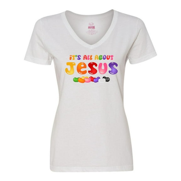 Inktastic Jelly Bean Jesus Women's V-Neck T-Shirt