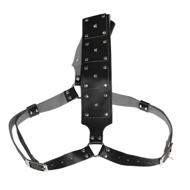 Hombro medieval, cuerda de atar, estilo retro, funda trasera de cuero PU, correa con hebilla Negro