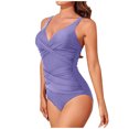 thumbnail image 6 of Busydd Swim Suits for Women Deep V Neck Straps One Piece Swimsuit Solid Color Tummy Control Monokini Swimsuits for Women Criss Cross Ruched Bathing Suits, 6 of 8