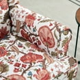 thumbnail image 6 of S-HOME Comfy Upholstered Floral Accent Chair in Yellow with Retro Wood Legs for Living Room, Bedroom & Office Use, 
Bean paste red, 6 of 15