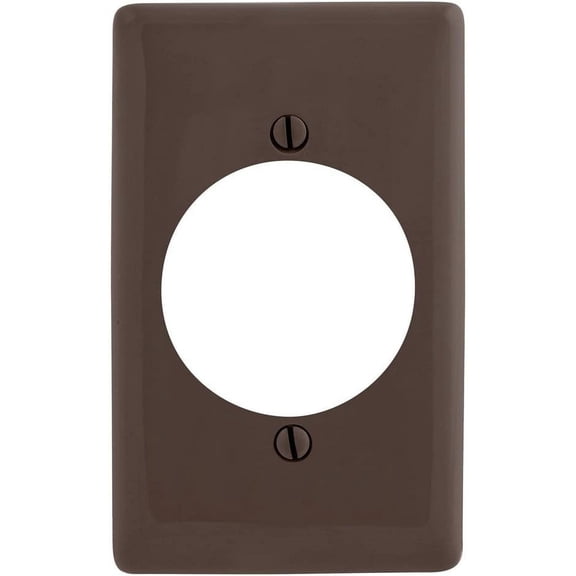 Hubbell NPJ724 1-Gang Single Outlet Receptacle Wall Plate, 2.15-Inch Diameter Opening, Unbreakable Nylon, Mid-Size, Brown