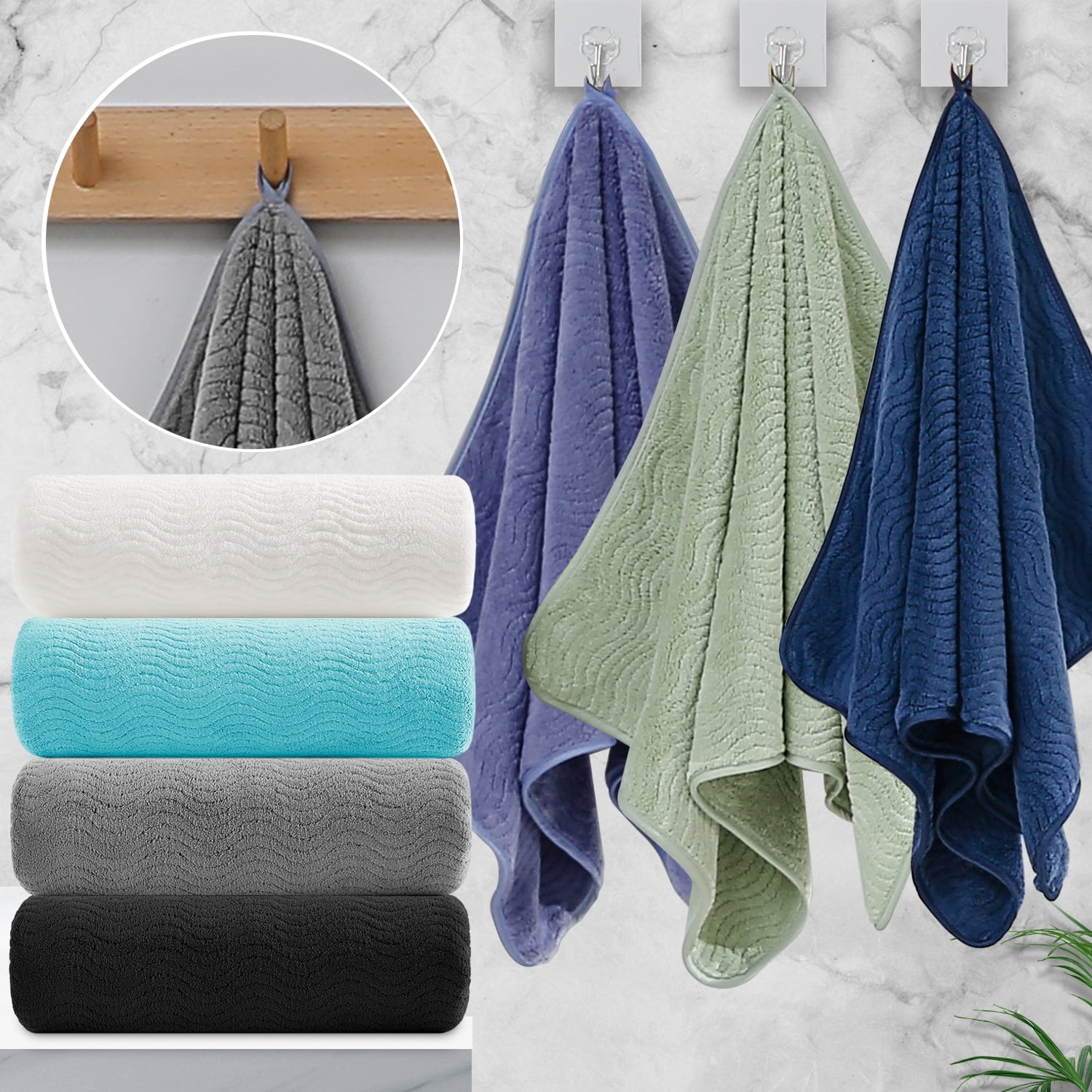 Jessy Home 12 Pack White Hand Towel Set 16"x31" Soft Highly Absorbent Quick Dry Bathroom Towels 600 GSM Microfiber Plush Towels