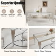 thumbnail image 5 of 52.7" Rectangular Clear Tempered Glass Dining Table for 4 People, Modern Kitchen Table with Irregular Stainless Steel Legs, Dining Table for Small Space, Apartment Studio, Home Office, 5 of 7