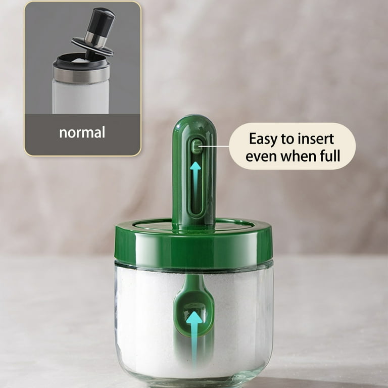 Modern Spice Jar - Telescopic Spoon - White - Green - ApolloBox