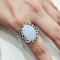thumbnail image 2 of Blue Lace Agate Mens Ring, Silver Jewelry, 925 Silver Ring, Father's Day, AAA Natural Agate, Birthstone Ring, Heavy Mens Ring, Spiritual Healing Gemstone, Christmas, Plain Mens Ring, 2 of 8