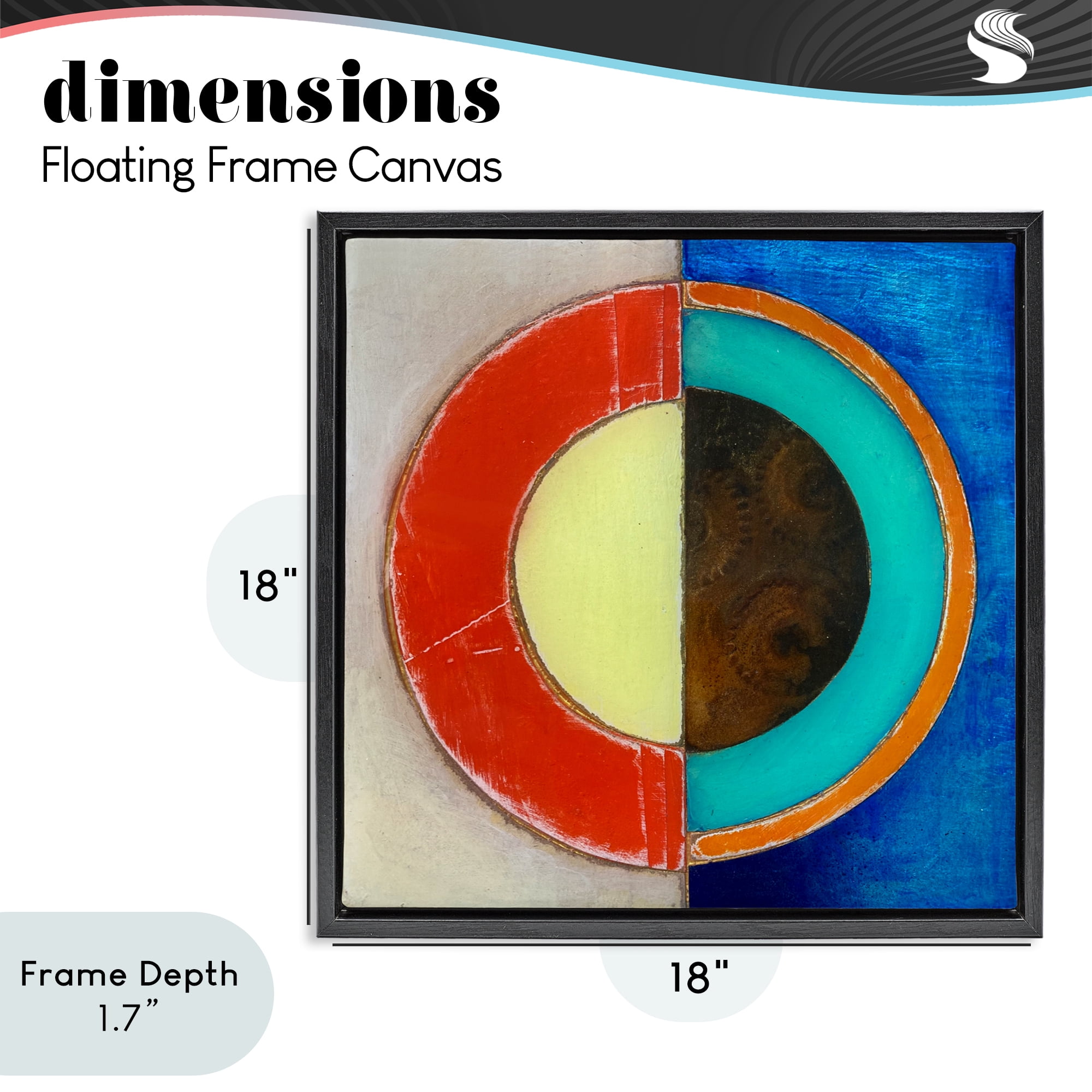 Stupell Industries Round Structured Color Block Black Framed Floater Canvas Wall Art, design by Matthew Finger