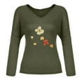 thumbnail image 4 of Ichuanyi Womens Tops, Summer Wonmen Fashion Casual Printed V-neck Loose Long Sleeve T-shirt Top Top Pullover, 4 of 4
