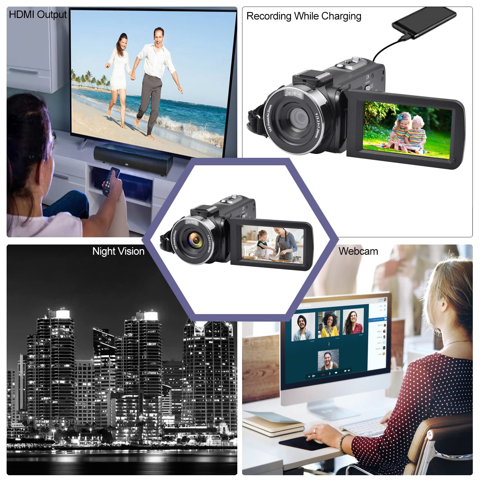 4K Video Camera Camcorder 48MP Vlogging Camera For YouTube 18X Digital Zoom,3.0" 270 Degree Rotation Screen Camera Recorder With Microphone, 2 - View #9