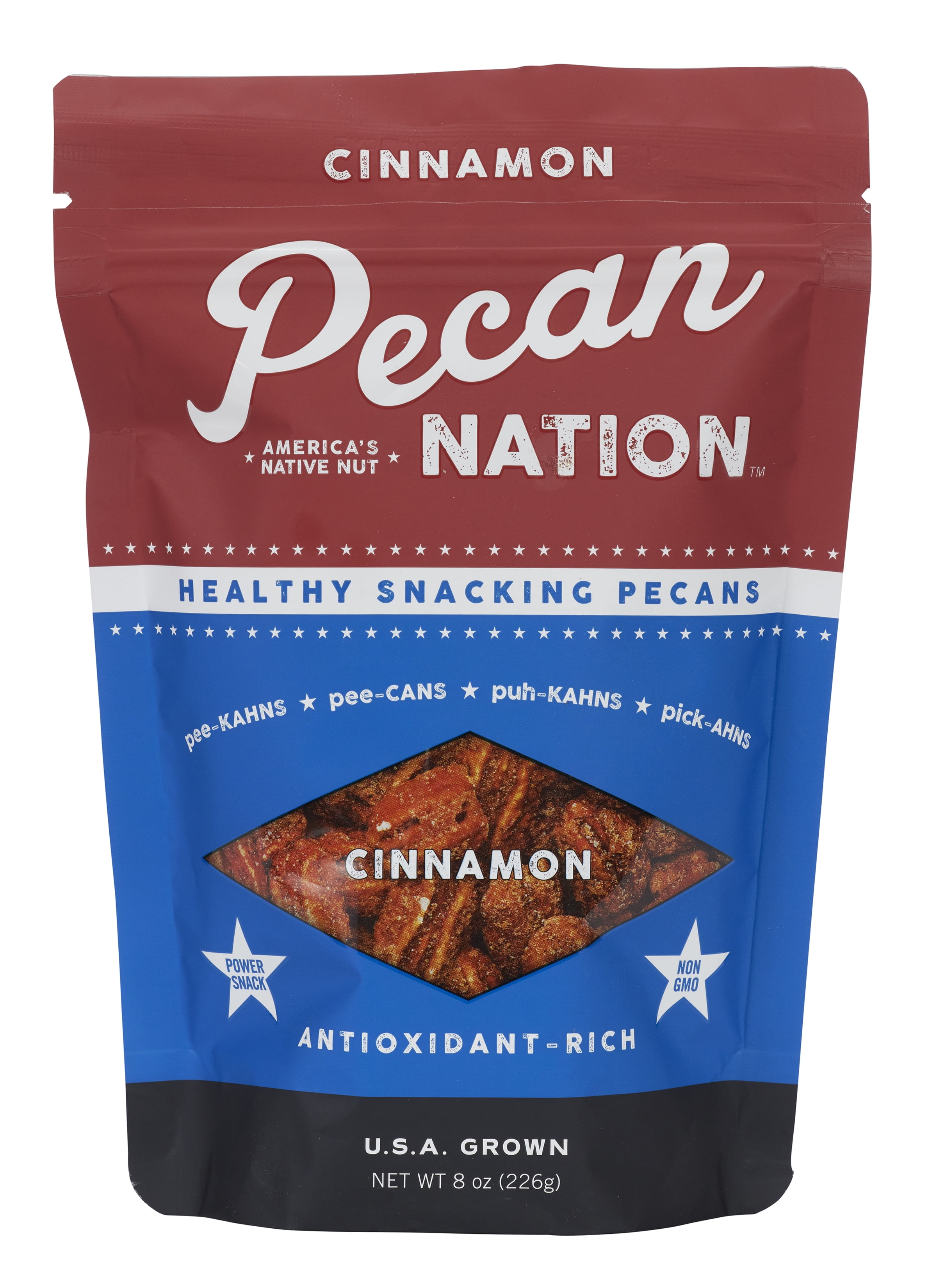 Pecan Nation Cinnamon Roast Pecan Nuts Halves, 8 oz