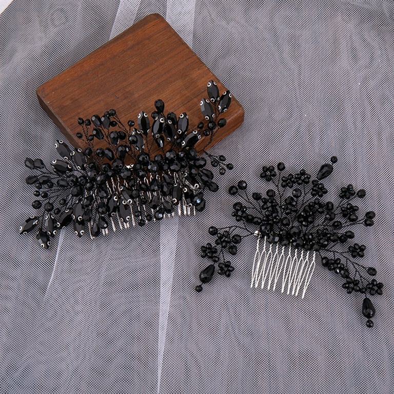 Black rhinestone shop hair comb