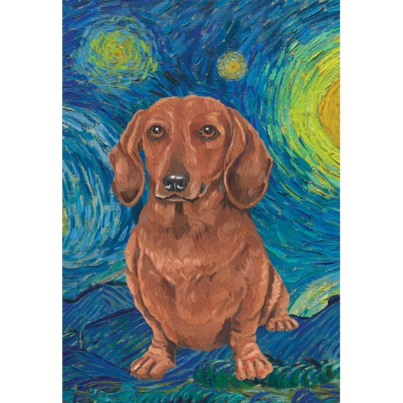Dachshund Red - Best of Breed Van Gogh House Flag