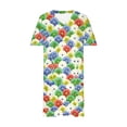 thumbnail image 5 of Vestido Corto de Verano Moda Grande Impresión de Manga Corta Cuello en V Bolsillo Mini Vestido para Casual Y Diario, 5 of 5