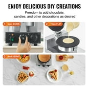 KFFKFF Electric Waffle Cone Maker, 1230W Commercial Ice Cream Cone Machine, Durable Non-Stick Stainless Steel, Adjustable Temp & Timer, with Handle, Ideal for Cafes, Bakeries, Home Use