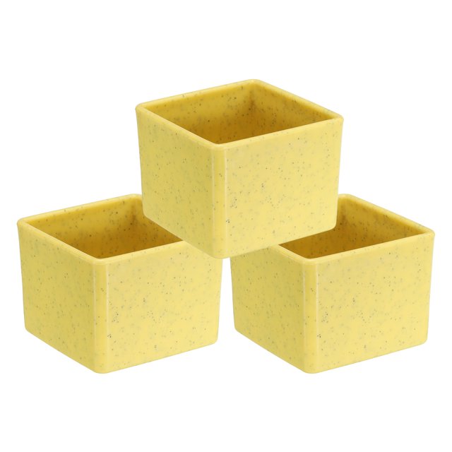Unique Bargains 2.5' Square Plastic Succulent Planter with Drainage Flowerpot Container, Yellow 3 Pack