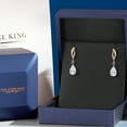 thumbnail image 5 of Gem Stone King 925 Silver and 10K Yellow Gold White Moissanite and Blue Sapphire and White Lab Grown Diamond Earrings for Women | 2.71 Cttw | Gemstone | Pear Shape 9X6MM, 5 of 6