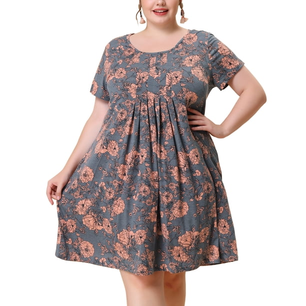 Vestido de talgrande pamujer, mancorta, plisado invertido, vestidos florales Ro3X