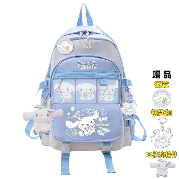 Sanrio-mochila de juguete de felpa Cinnamoroll para niño y niña, Bolsa Escolar Kawaii para estudiantes, ordenador grande, color negro, Y2k, azul, novedad