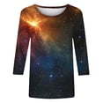 thumbnail image 5 of Staron Hauts pour Femmes Habillés Décontractés en Liquidation à Moins de 5$ Blouses Décontractées Douces à Col Rond T-Shirts Graphiques Basiques Imprimé Mode Manches 3/4, 5 of 5