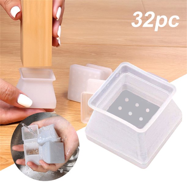 32Pcs Furniture Silicon Protection Cover, Square Silicone Chair Leg
