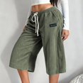 thumbnail image 2 of WERYOUNG Capri Pants For Women Drawstring Elastic Waist Straight Leg Trousers Palazzo Pants For Women Everyday Wear Breathable Bottom L, 2 of 5