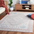thumbnail image 3 of SAFAVIEH Bayside Sherwood Oriental Polyester Machine Washable Area Rug, Ivory/Blue Pink, 5'3" x 7'6", 3 of 13