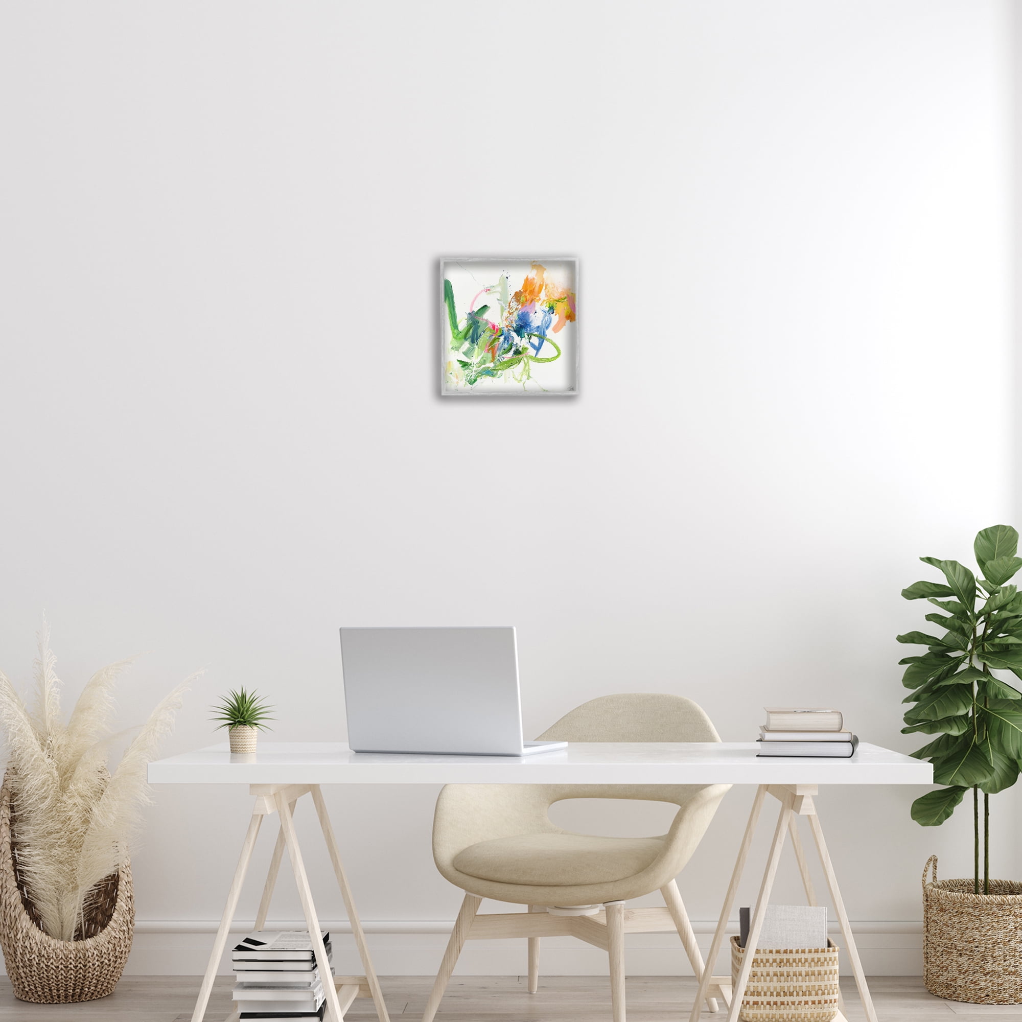 Confident Green Abstraction Gray Framed Giclee Art, design by Design Fabrikken