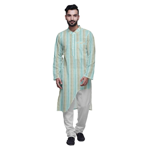 Atasi Printed Ethnic Kurta Pajama Set Summer Party Wear Kurta Pyjama For Men
