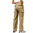 thumbnail image 3 of XFLWAM Cargo Pants Women Straight Leg Casual Elastic Work Pants Athletic Comfy Loose Stretchy Hiking Pants with Pockets Khaki M, 3 of 6