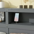 thumbnail image 4 of Euroco Wood Twin Size Platform Bed, L Shaped Daybeds with Storage Headboard and USB Charging, 3-in-1 Bed with Trundle and Drawer, Gray, 4 of 16