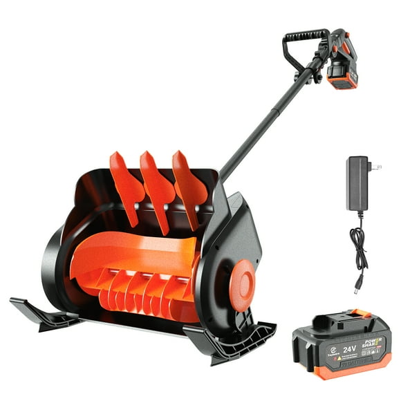 Topwire Cordless Foldable Snow Shovel with Sleds, 24V 4-Ah Brushless Snow Blower with Directional Plate