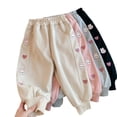 thumbnail image 4 of ZXLBBD Girls' Elastic Waist Knit Cartoon Embroider Lightweight Joggers Sweatpants for Little Kids Fall Comfort Durable Causal Daily Wear,White,Size 5 Y-6 Y, 4 of 4