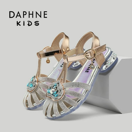 

DAPHNE Girls Elegant High Heel Princess Shoes With Crown Decoration Lightweight Breathable Sandals For Summer Party Performance