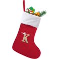 thumbnail image 1 of Medias navideñas, medias de punto personalizadas de tamaño mediano con letras, calcetines de Papá Noel rojos para colgar en la chimenea como decoración navideña, regalo de Navidad, 1 of 4